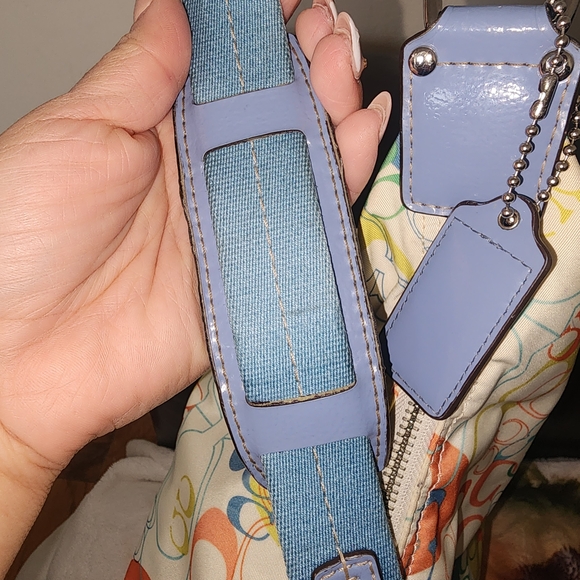 Coach Colorful Signature Shoulder Bag with Blue Accents - Picture 7 of 14